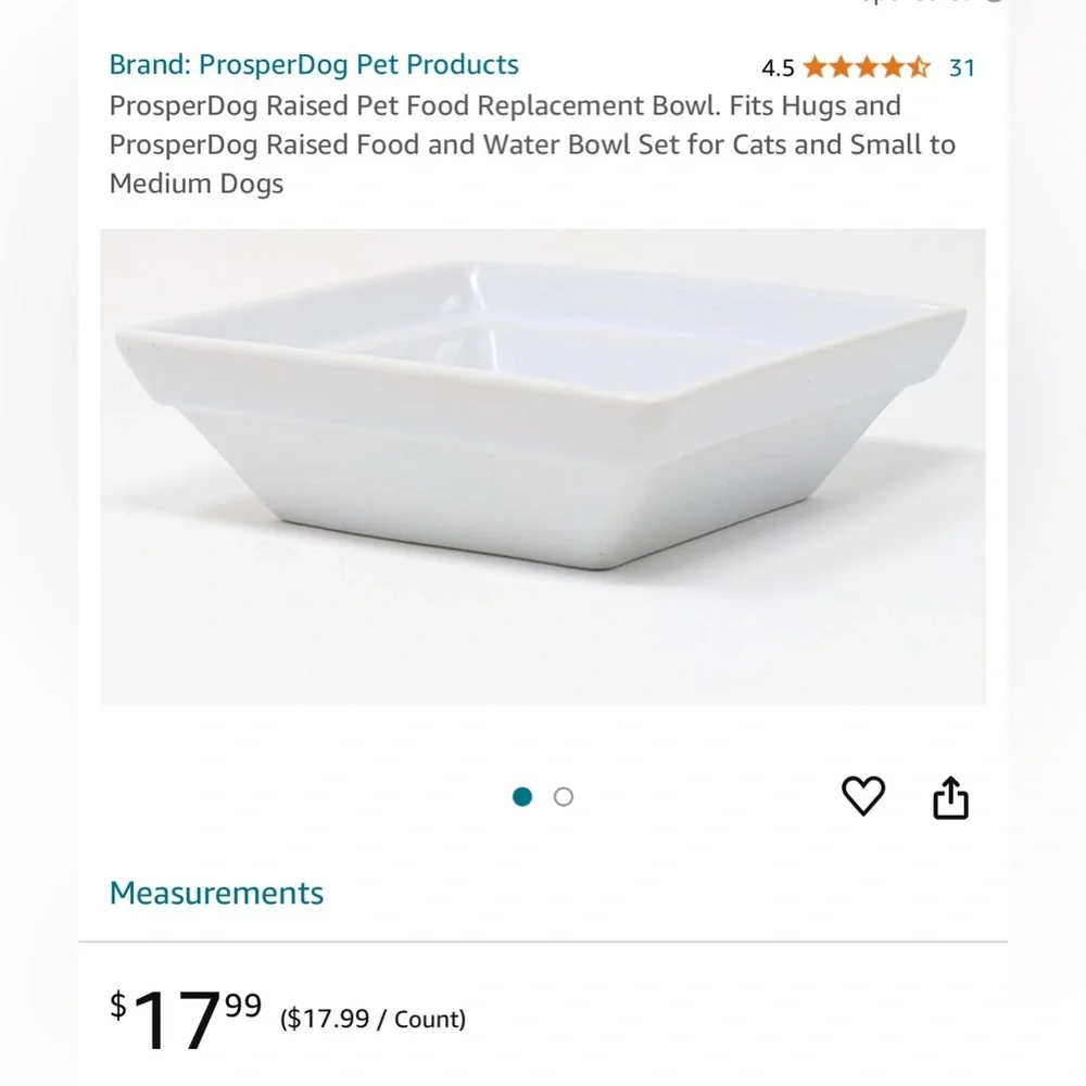 Prosper Dog Pet Food Replacement Bowl, Food Water Bowl Cats, Small Medium Dog